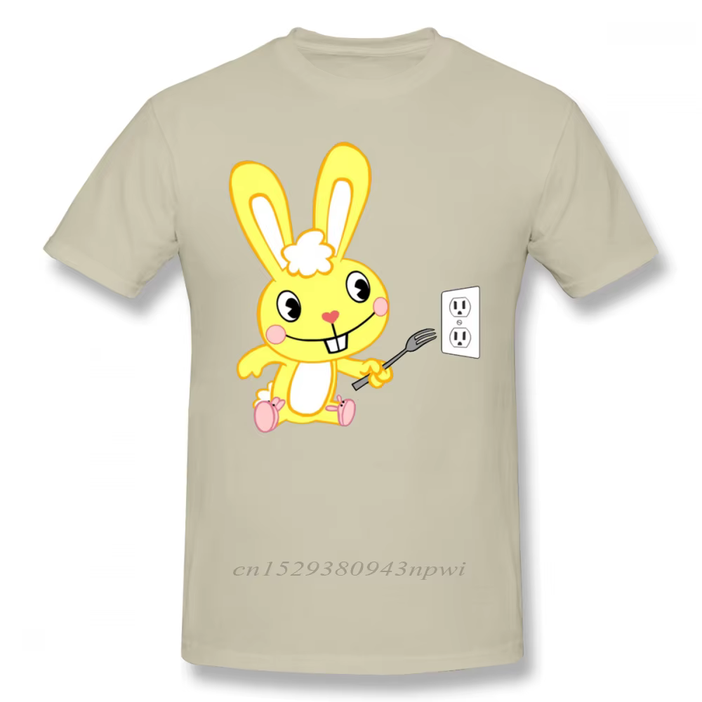 T-shirt imprimé Happy Tree Friends, câlins, dessin animé, coton, manches courtes, respirant, amusant