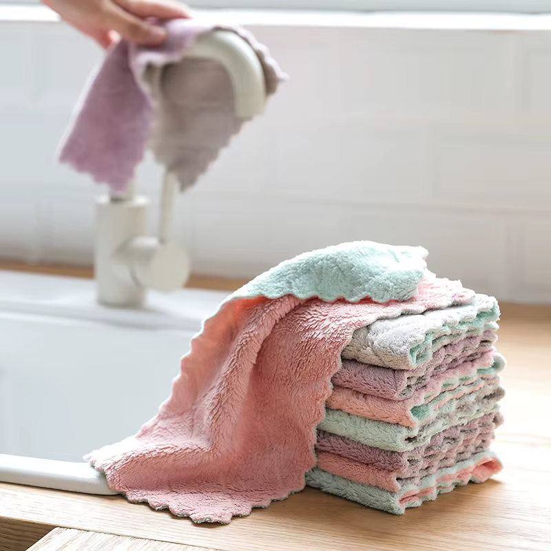 Chiffon de nettoyage en microfibre Super absorbant, pour la cuisine, efficace, pour essuyer la vaiss