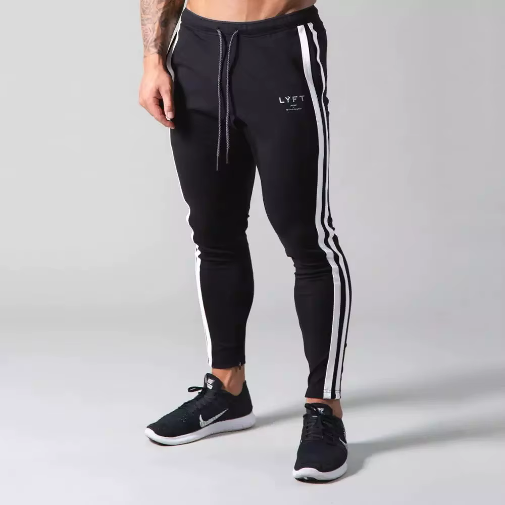 Hommes Joggers côté rayure pantalons de survêtement homme gymnastique entraînement Fitness coton pan