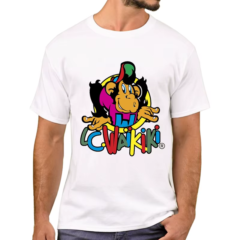 TEEHUB T-shirt manches courtes homme, hipster LC Waikiki, singe imprimé, mode, demi-teinte, coloré, 