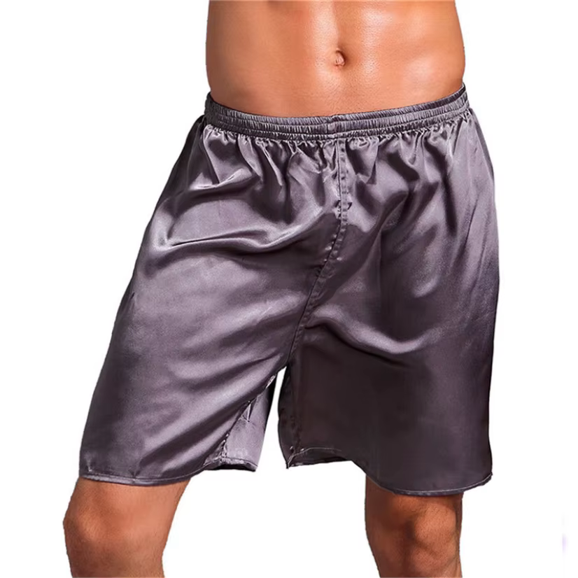 Short en satin brillant pour hommes, vêtements de plage d'été pour hommes, pyjamas de sport décontra