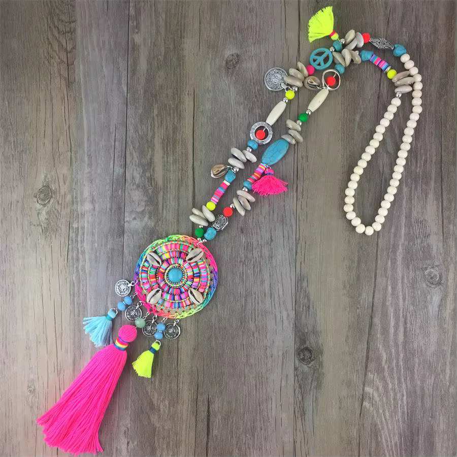 JAASA – collier long fait à la main pour femmes, accessoires de style bohème, coloré, Vintage, ethni