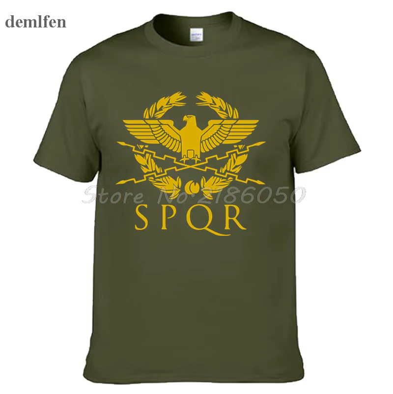 SPQR gladiateur romain impérial aigle d'or T-Shirt hommes décontracté court col rond T-Shirt Harajuk