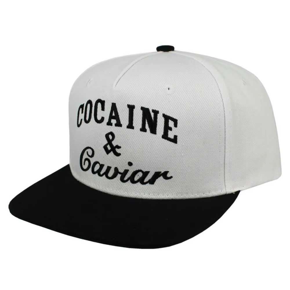 Casquette Snapback à 5 panneaux Cocains Caviar Hip Hop – Conception de broderie à bord plat, chapeau