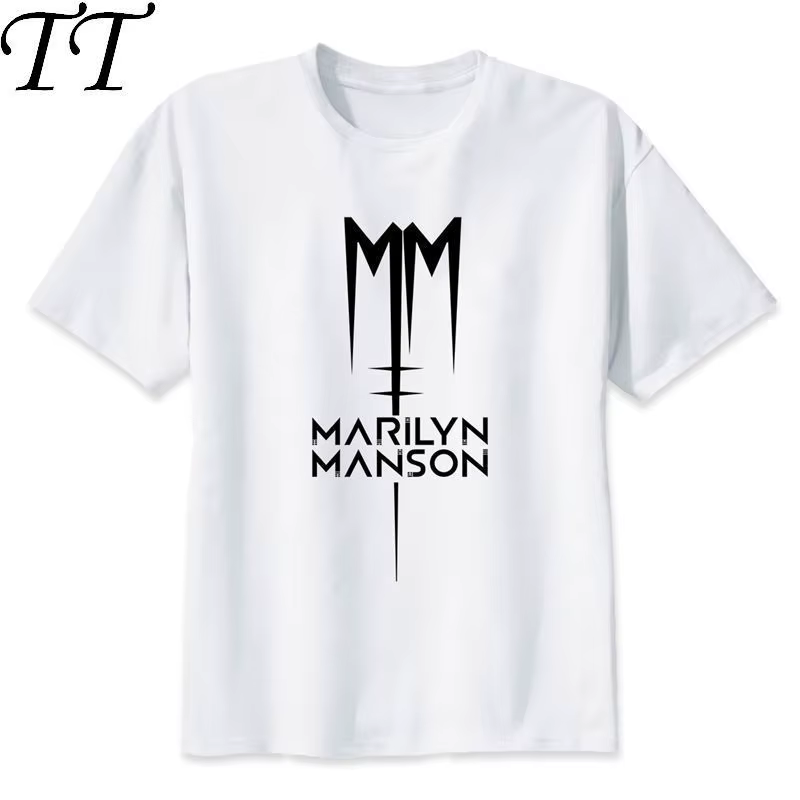 Marilyn manson imprimer T-shirt style décontracté hommes col rond t-shirts mode hommes hauts hommes 
