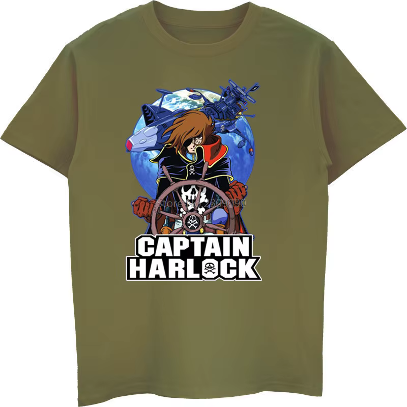 Anime capitaine Harlock T-shirt hommes coton à manches courtes T-shirt Hip Hop t-shirts dessus frais