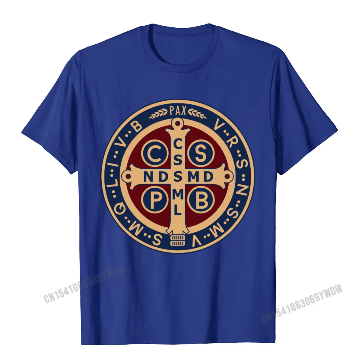 La médaille Saint benoît catholique pull t-shirts Camisas hommes coupe ajustée hommes t-shirt imprim