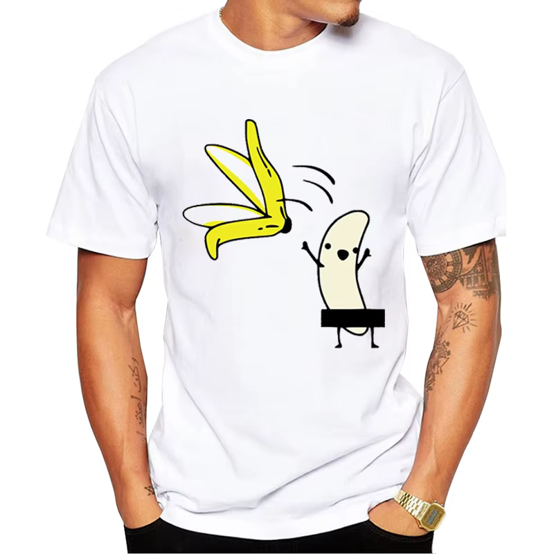 TEEHUB – T-Shirt Hipster à manches courtes pour homme, humoristique et Cool, avec banane nue imprimé