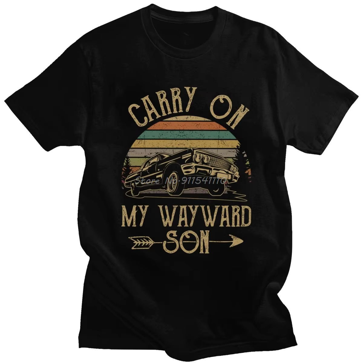 T-shirts surnaturels T-shirt vintage pour hommes Carry On My Wayward Son Dark Heather T-shirt unique