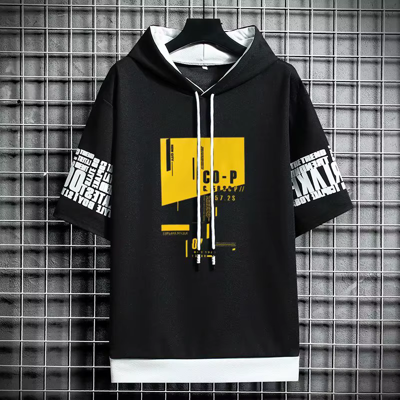 Sweat-shirt à capuche pour hommes, Style japonais, mode Streetwear, manches courtes, décontracté, im
