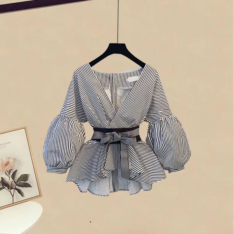 T-shirt manches longues + jupe taille haute pour femme, ensemble deux pièces, grande taille, coréen,