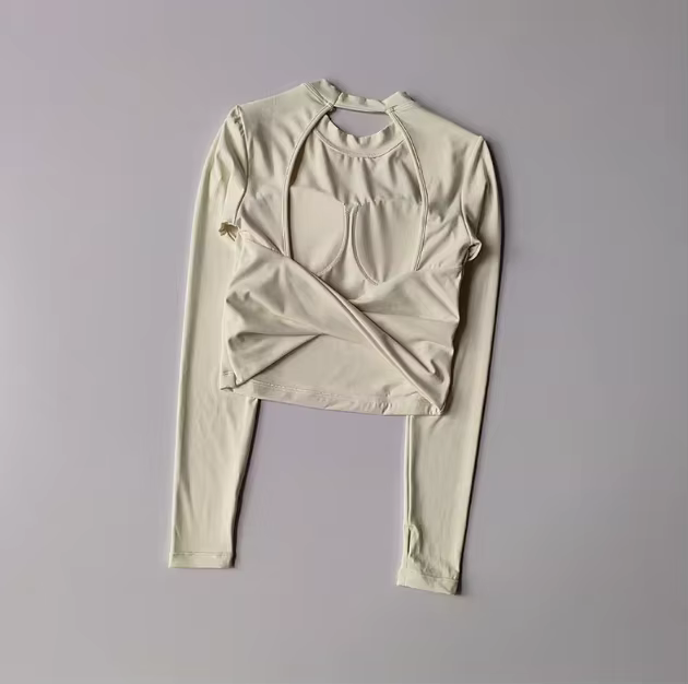 Haut de sport à manches longues et dos ouvert pour femme, T-shirt sexy de fitness pour le yoga et la