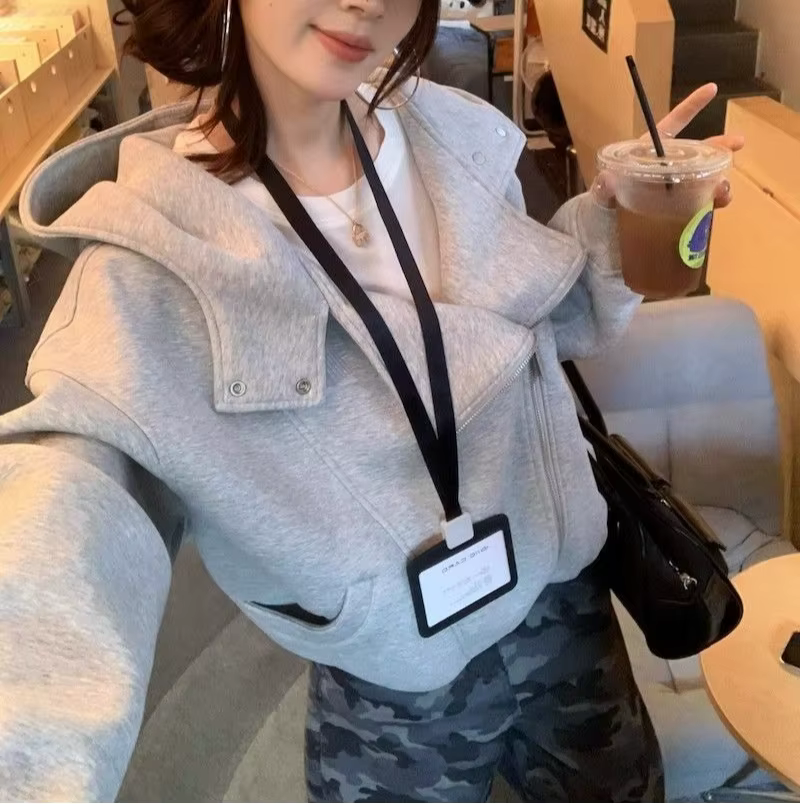 Sweat-shirt à capuche Cardigan veste à manches longues pour femmes en automne et en hiver haut de ga