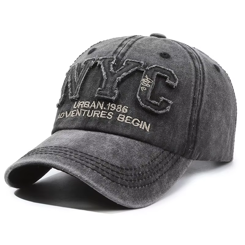 Nouvelle Arrivée Casquette de Baseball Vintage à Grande Lettre NYC pour Hommes en Coton Lavé Printem