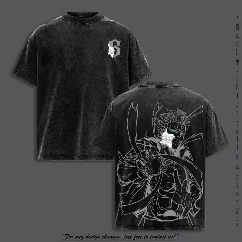 T-shirt lavé BLEACH Grimmjow Jaegerjaques T-shirt graphique confortable surdimensionné unisexe produ