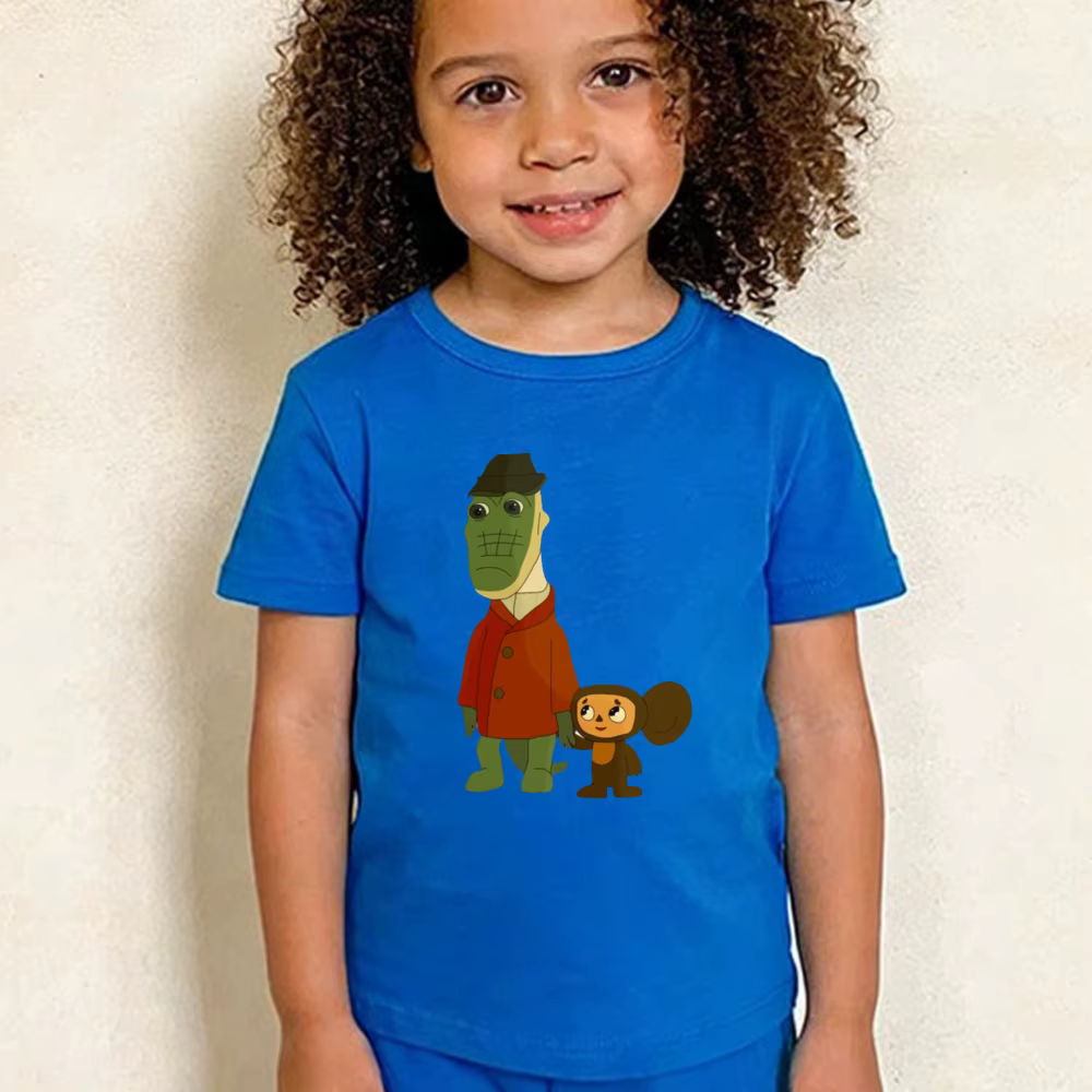 T-shirt Cheburashka avec personnages animés classiques, chemise imprimée pour enfants, T-shirt en co