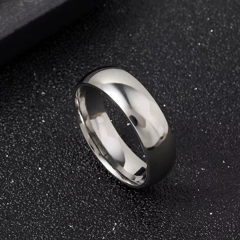 Bague de bijoux à breloques pour hommes et femmes, anneaux noirs en acier inoxydable, bande de fianç