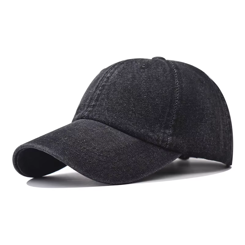 Casquette de baseball en denim délavé non structurée, couleur unie, unisexe, réglable, style décontr