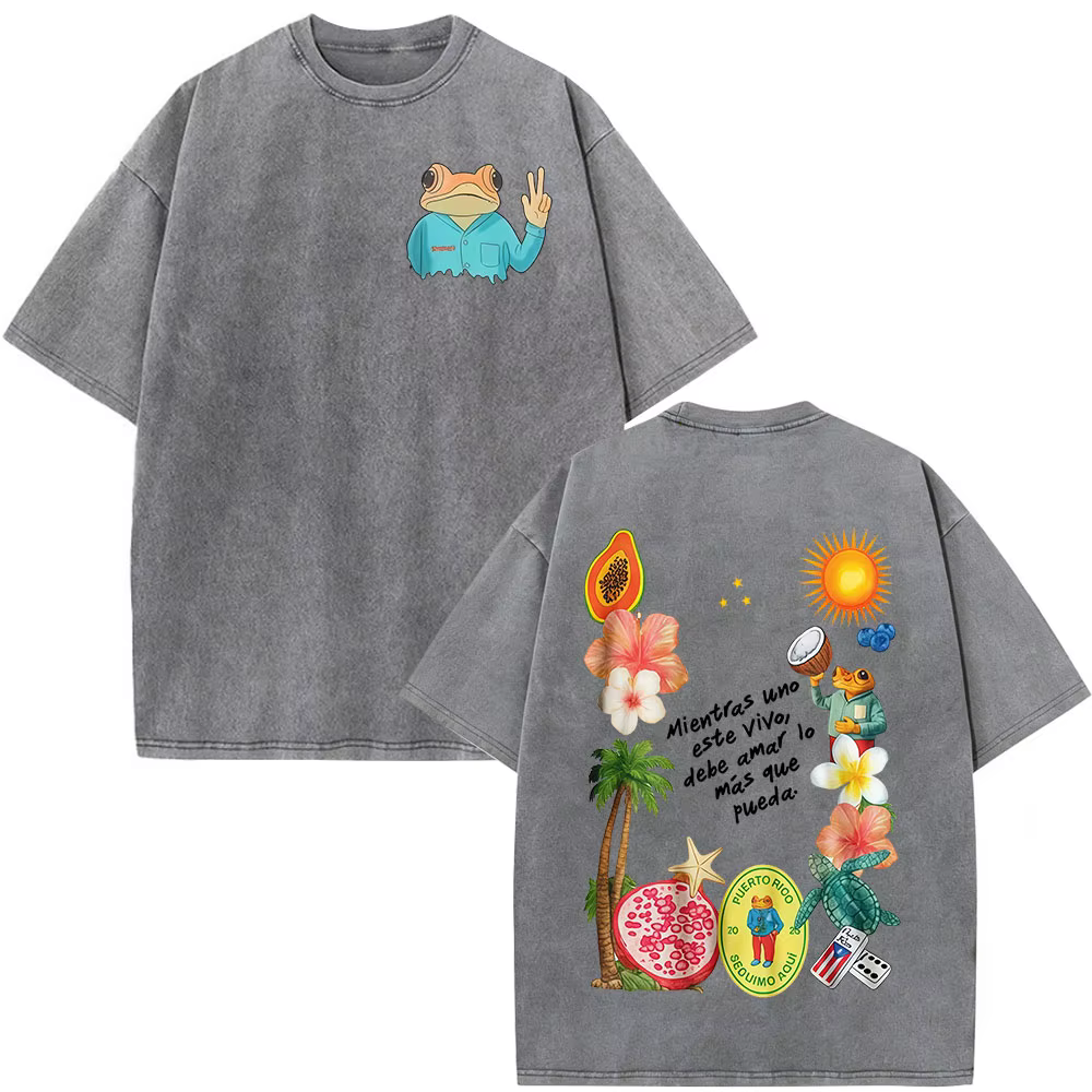 T-shirt Rapper Bad Bunny Vintage Lavé Debi Tirar Mas Fotos DTMF World Tour Album T-shirts Hommes Fem