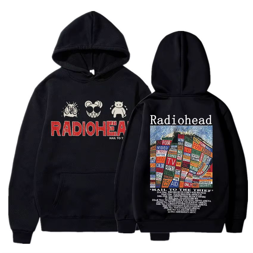 Radiohead-Sweat à capuche imprimé vintage pour hommes et femmes, pull Hip Hop, groupe de rock, Hail 