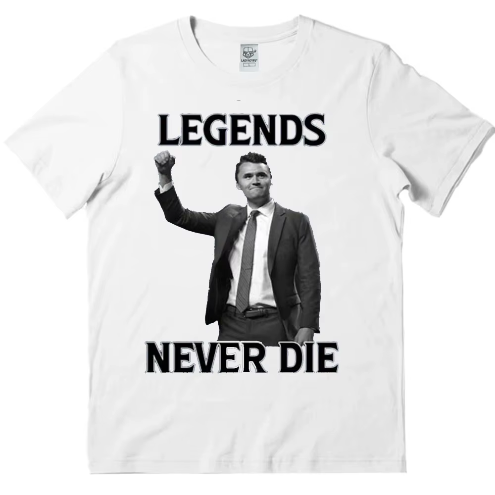 T-shirt Legends Never Die Charlie Kirk pour femmes et hommes, Streetwear unisexe à manches courtes, 