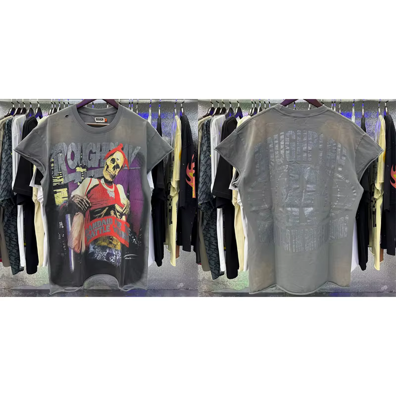 T-shirts unisexe amples et déchirés, style rétro américain, effet délavé, ornés de strass, de haute 