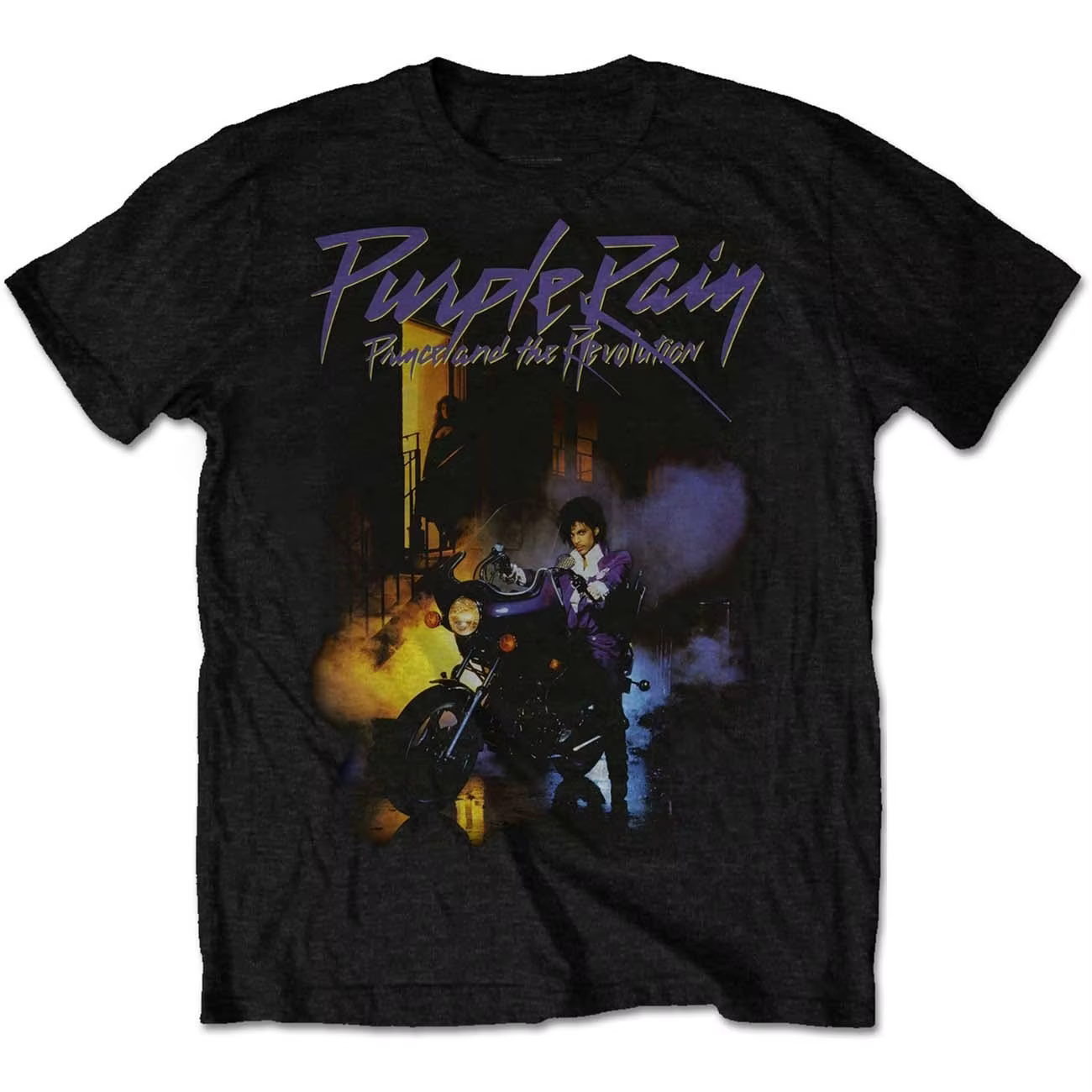 T-shirt à manches courtes pour hommes et femmes, en coton imprimé Prince Purple Rain Motorcycle, Fun