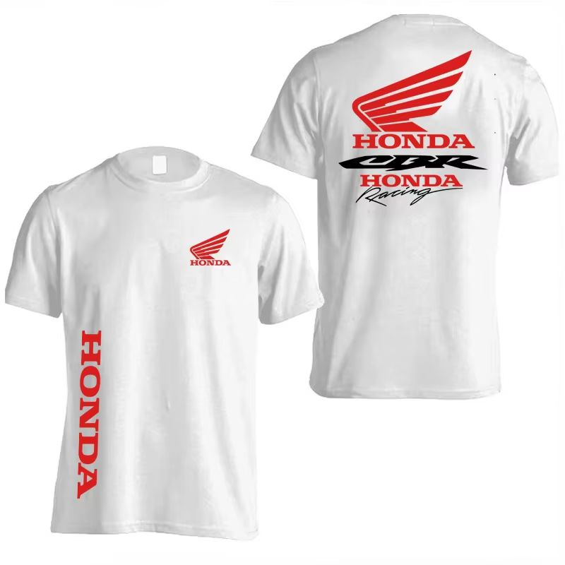 T-shirt de moto à manches courtes Honda 26 rétro, en pur coton, idéal pour faire du shopping.