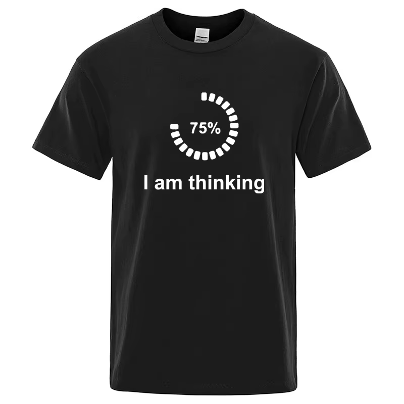 T-shirt pour homme en coton mélangé de haute qualité, imprimé « I'm Thinking », décontracté, ample, 