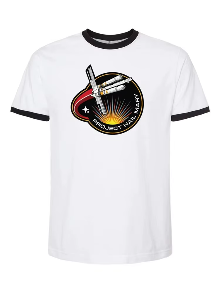 T-shirt Ringer Project Hail Mary avec Patch Mission, style Ryan Gosling, pour fans, Hommes et Femmes