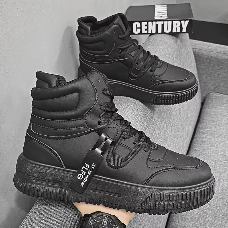 Baskets blanches pour hommes, bottes hautes, chaussures décontractées, assorties avec tout, résistan