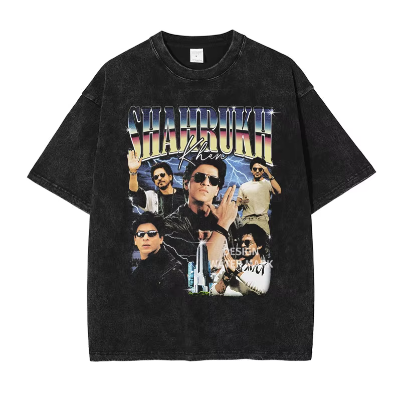 Shahrukh Khan T-shirt SRK Star du film Vintage lavé hauts t-shirts surdimensionné T-shirt Harajuku m