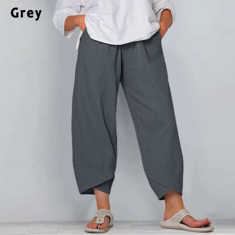 Pantalon sarouel en coton et lin pour femmes, Vintage, taille élastique, jambes larges, décontracté,
