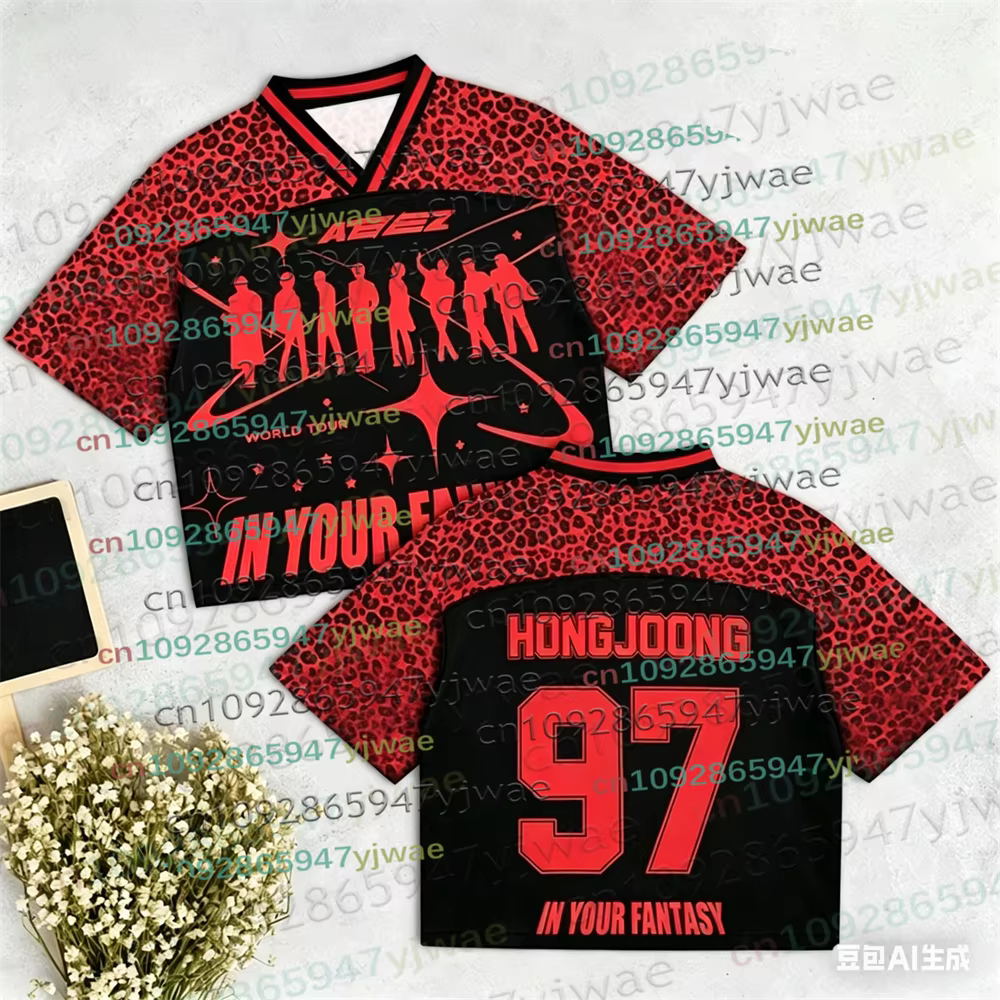 2026Cute Ateez Cartoon Characters Baseball Jersey Gift For Fan Summer Streetwear Trend Women Men Bas