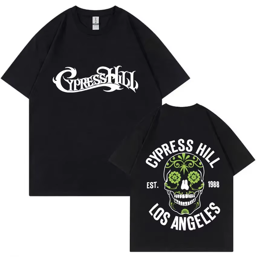 T-shirts graphiques double face Cypress Hill Skeleton pour hommes et enfants, t-shirts hip hop popul