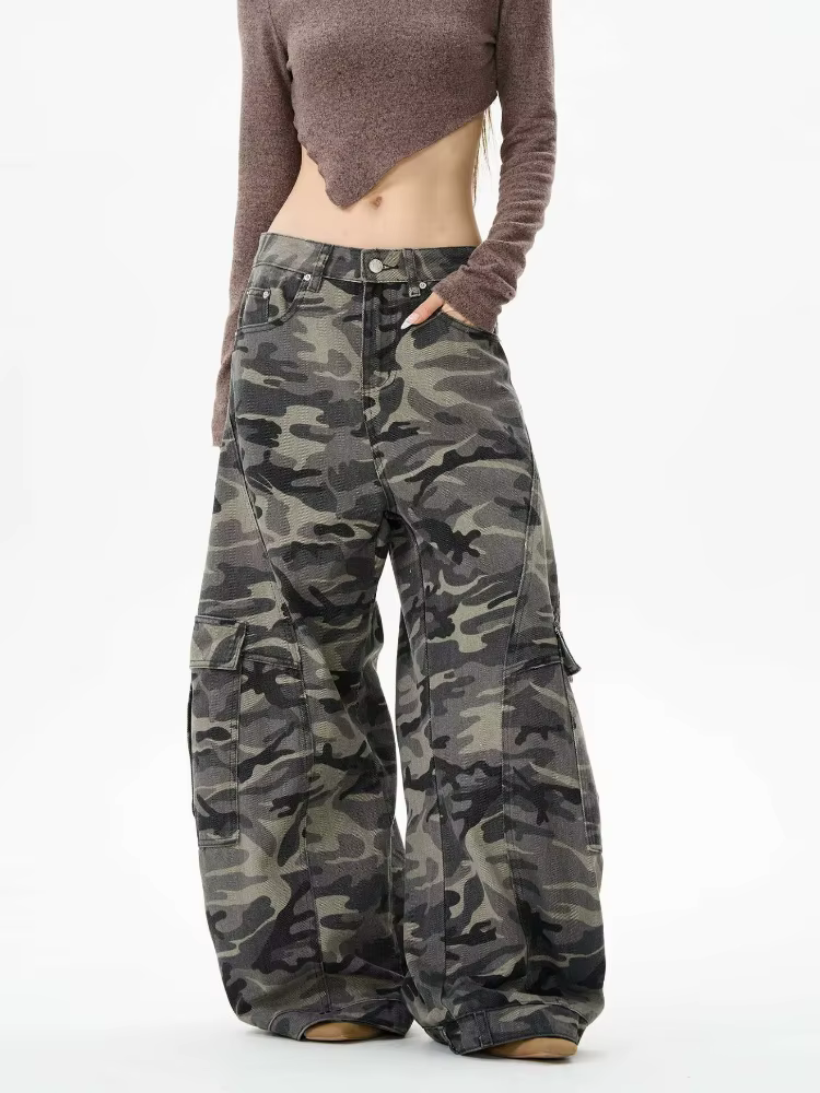 2025 Trashy Y2K Streetwear Camouflage Baggy Cargo jean pantalon pour femmes 90S Vintage vêtements la