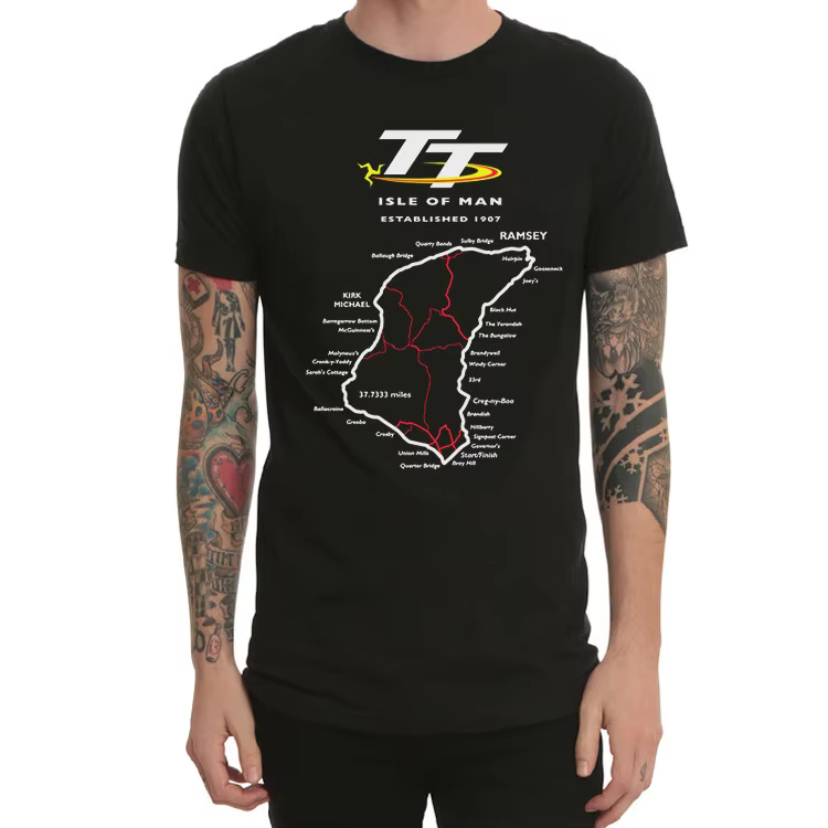 T-Shirt pour hommes Isle of Man TT, autour de l'île, course de moto, Tourist Trophy Manx, vêtements 