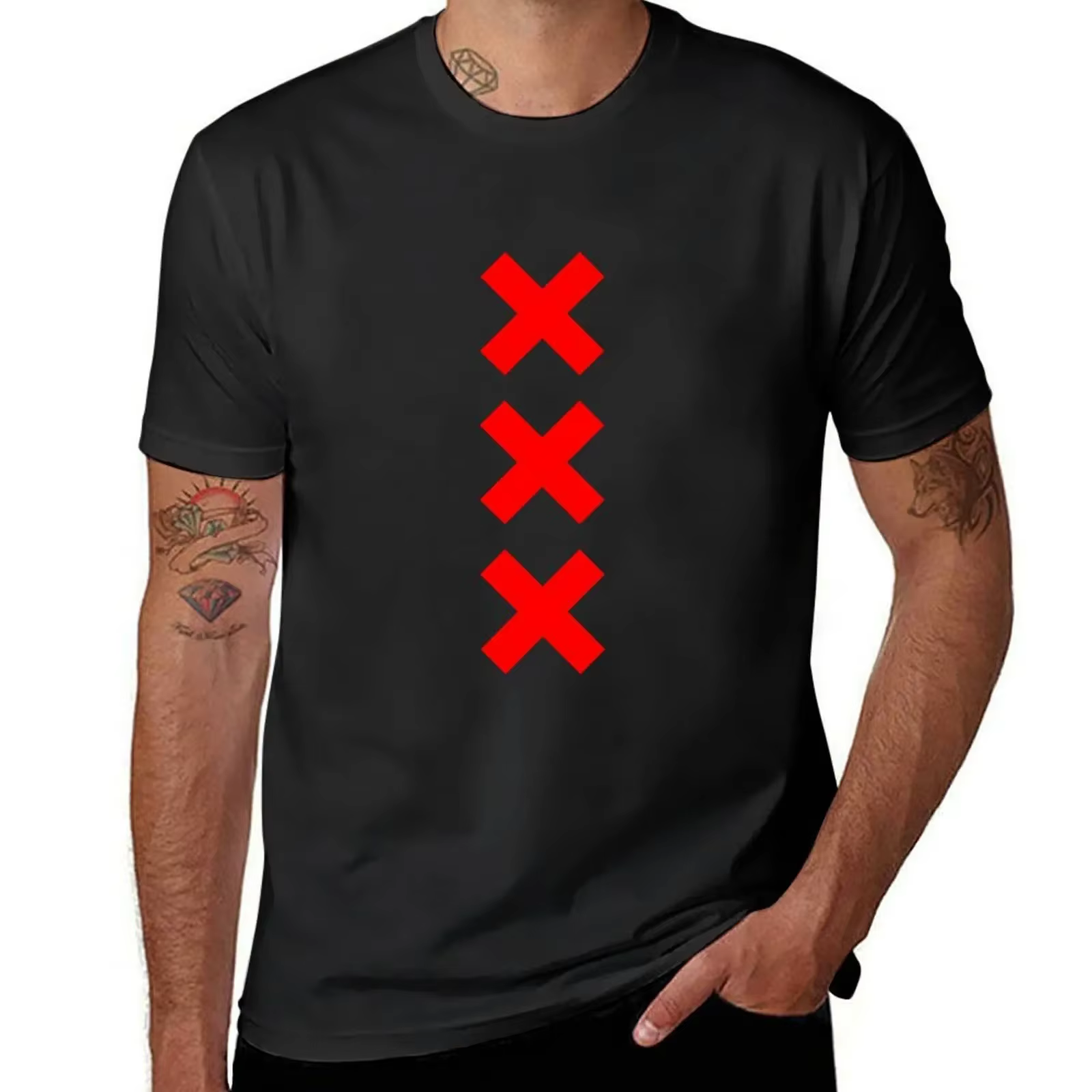T-shirt logo Amsterdam XXX pour hommes, t-shirt surdimensionné, chemise graphique et scopique, sweat