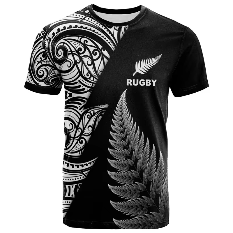 T-shirt de rugby imprimé en 3D pour hommes de Nouvelle-Zélande, Hawaii Summit, vêtements décontracté