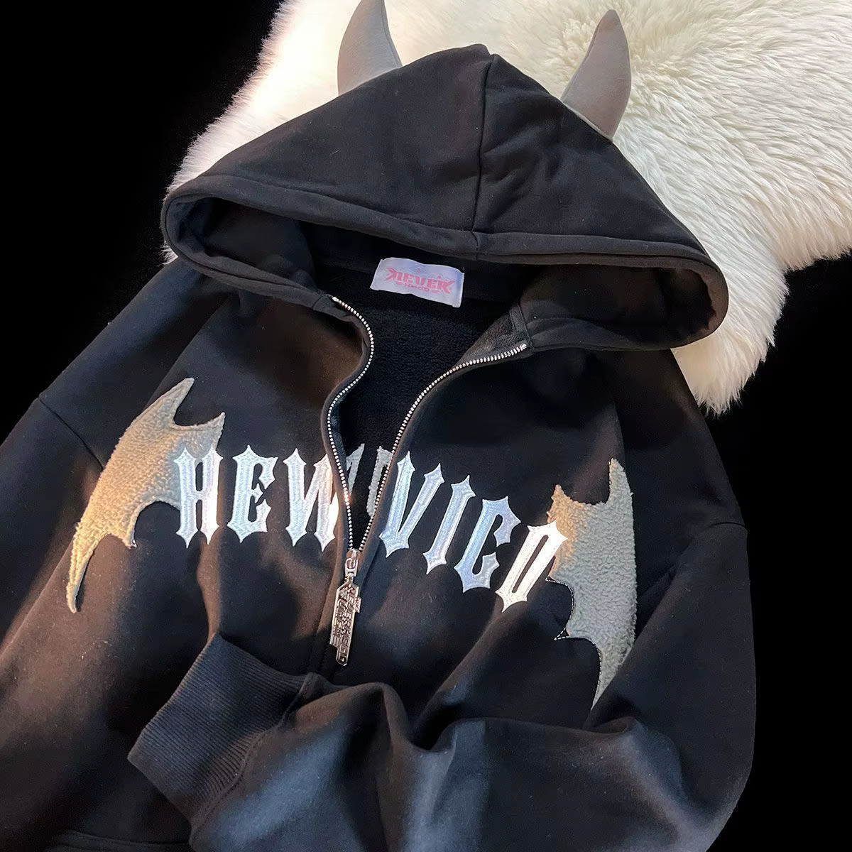 Sweat-shirt à capuche zippé unisexe style vintage Harajuku Hip Hop Streetwear Y2K Grunge esthétique