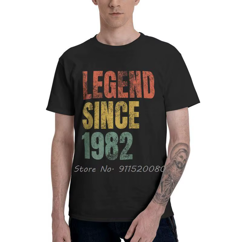 T-shirt rétro pour hommes, 39e anniversaire, nouveauté, légende depuis 1982, cool, zones me, coton, 