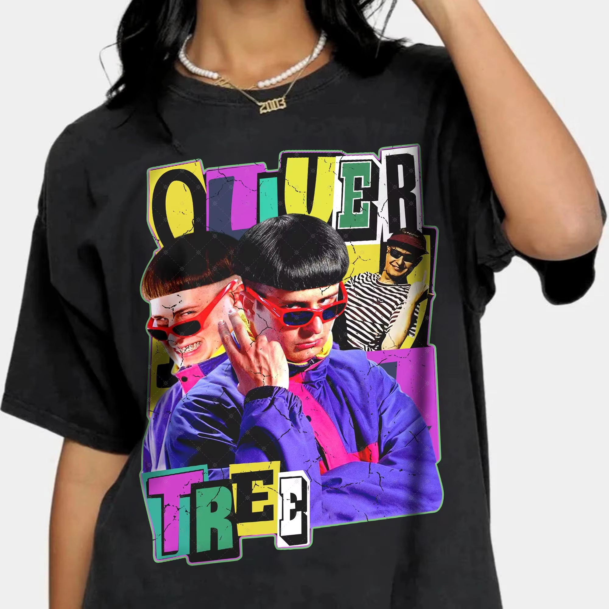 T-shirt unisexe en coton imprimé rétro vintage Oliver Tree, collection été 2026, style Y2K populaire