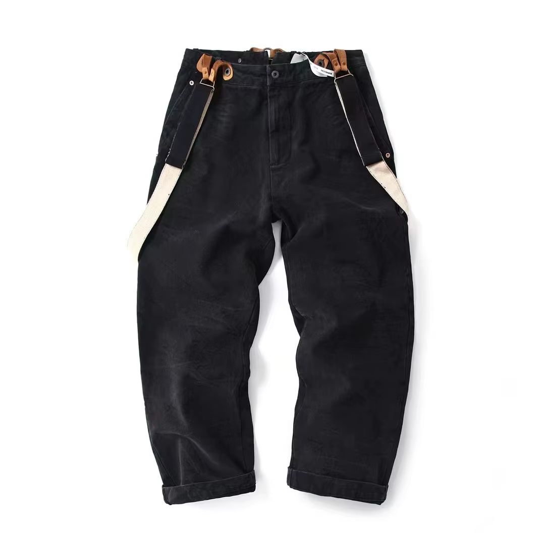 Salopette en toile lavée 100% coton lourde de la Seconde Guerre mondiale - Pantalon de travail décon