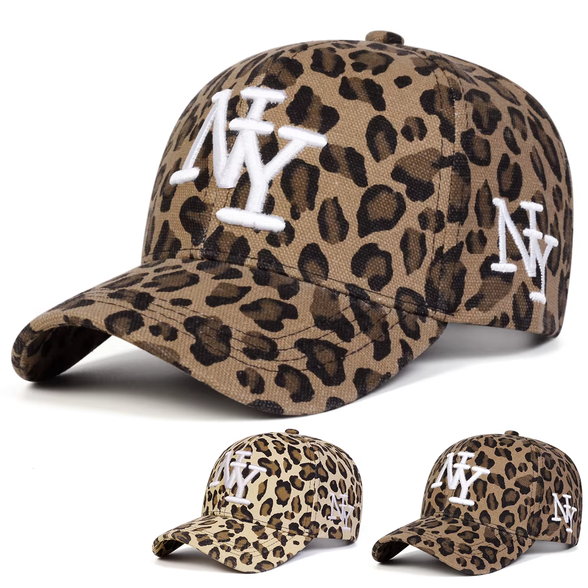 Casquette de Baseball unisexe NY lettre brodée imprimé léopard, chapeaux décontractés réglables pour