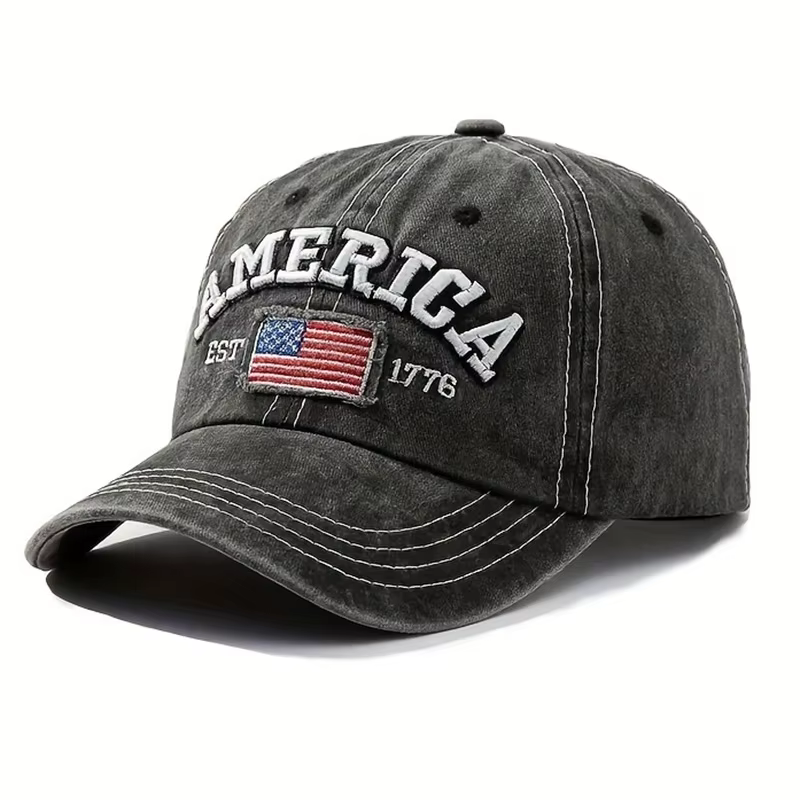 Casquette de baseball brodée vintage USA Feel, lettrage audacieux, lavage DistMurcia, protection sol