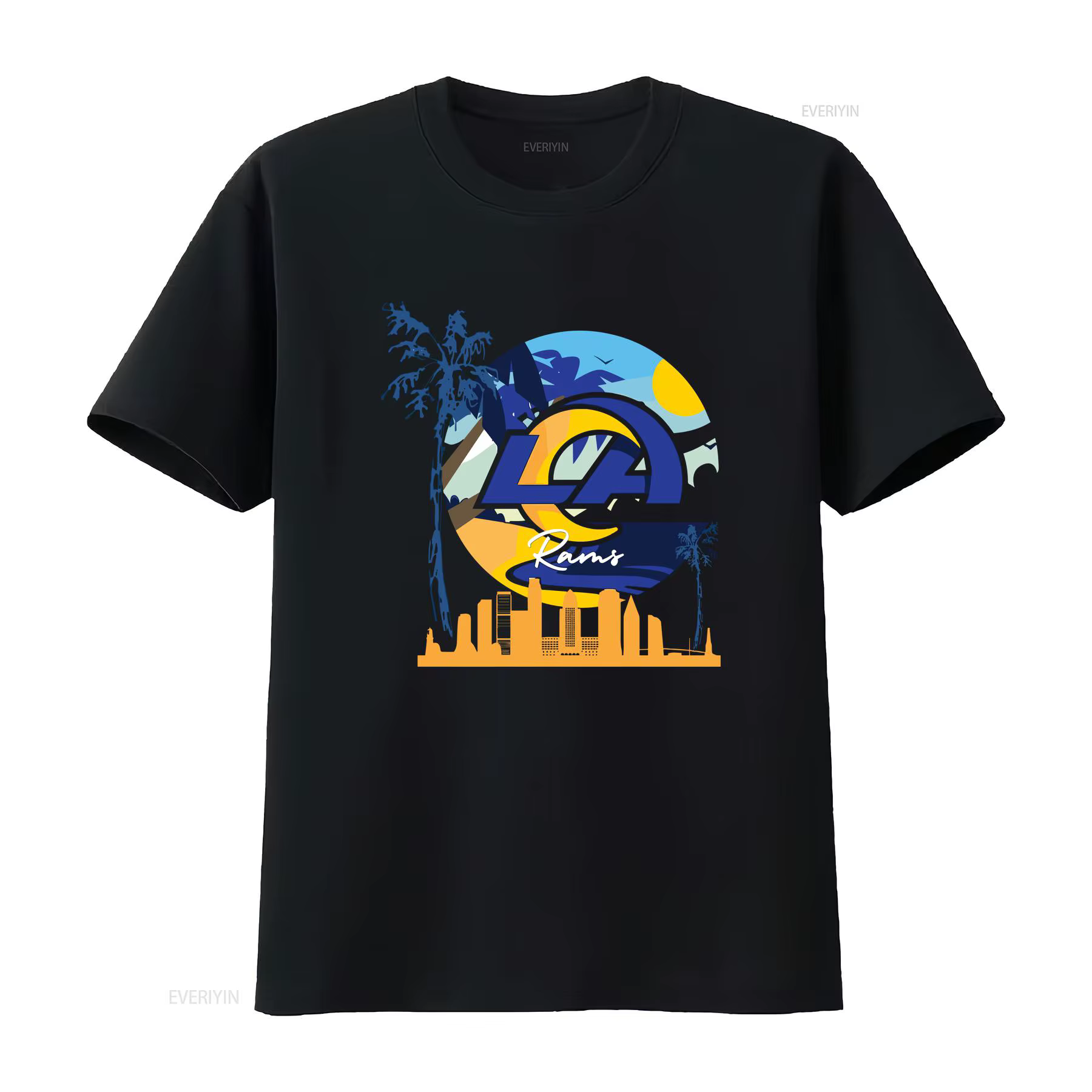 LA Rams Active T Shirt drôle TEE Logo américain vintage lavé doux mode streetwear polyvalent légèrem