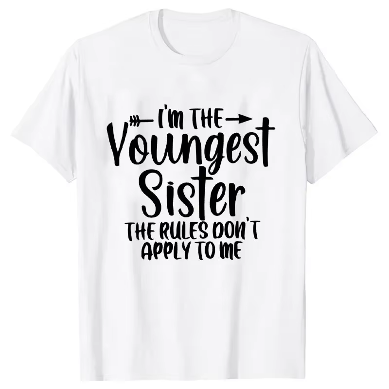 Soeur règles cadeaux t-shirts doux mode femmes t-shirt drôle plus ancien moyen plus jeune soeur t-sh