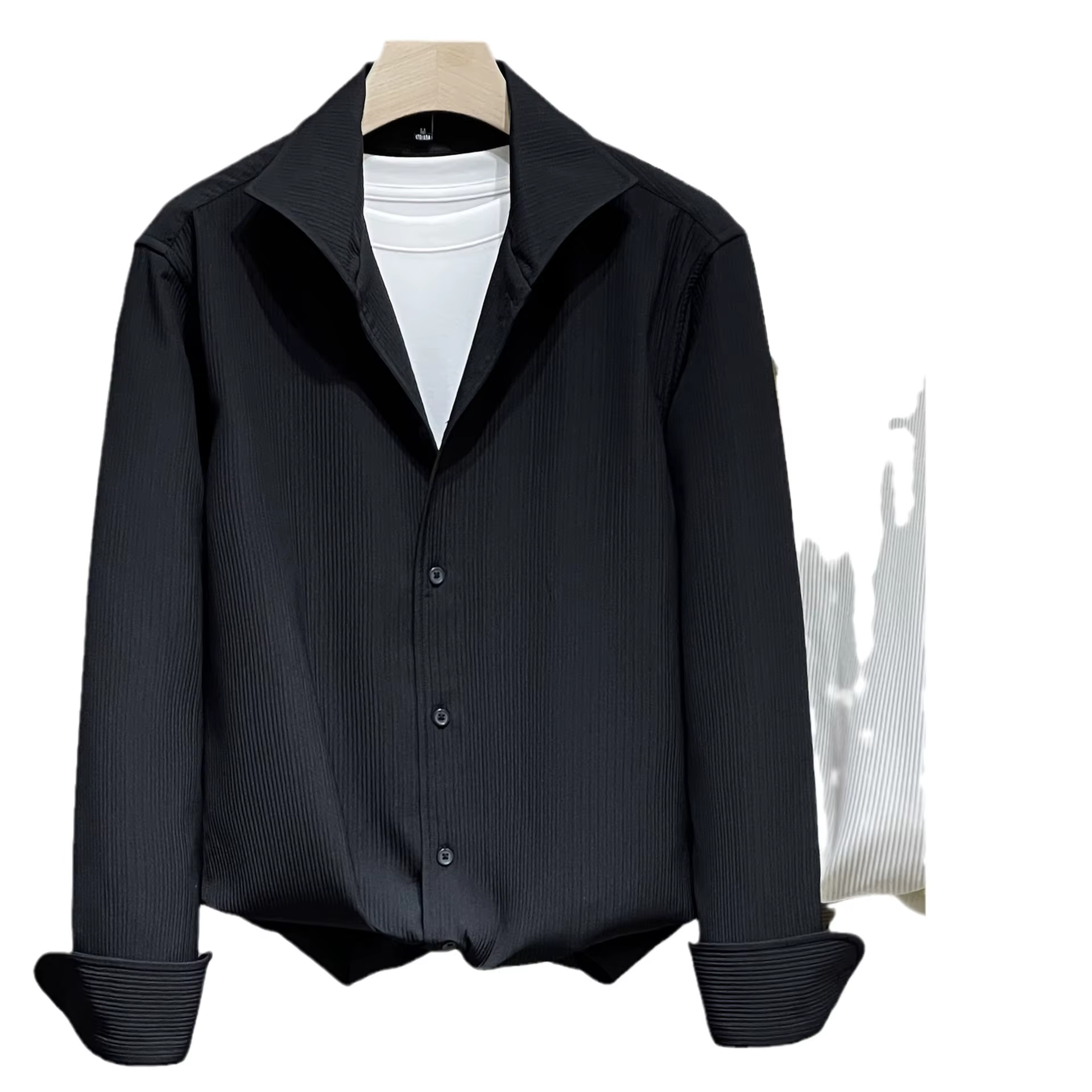 Chemise Homme Col Windsor Blanc Manches Longues Texture Haut de Gamme Soie Glacée Printemps-Automne 