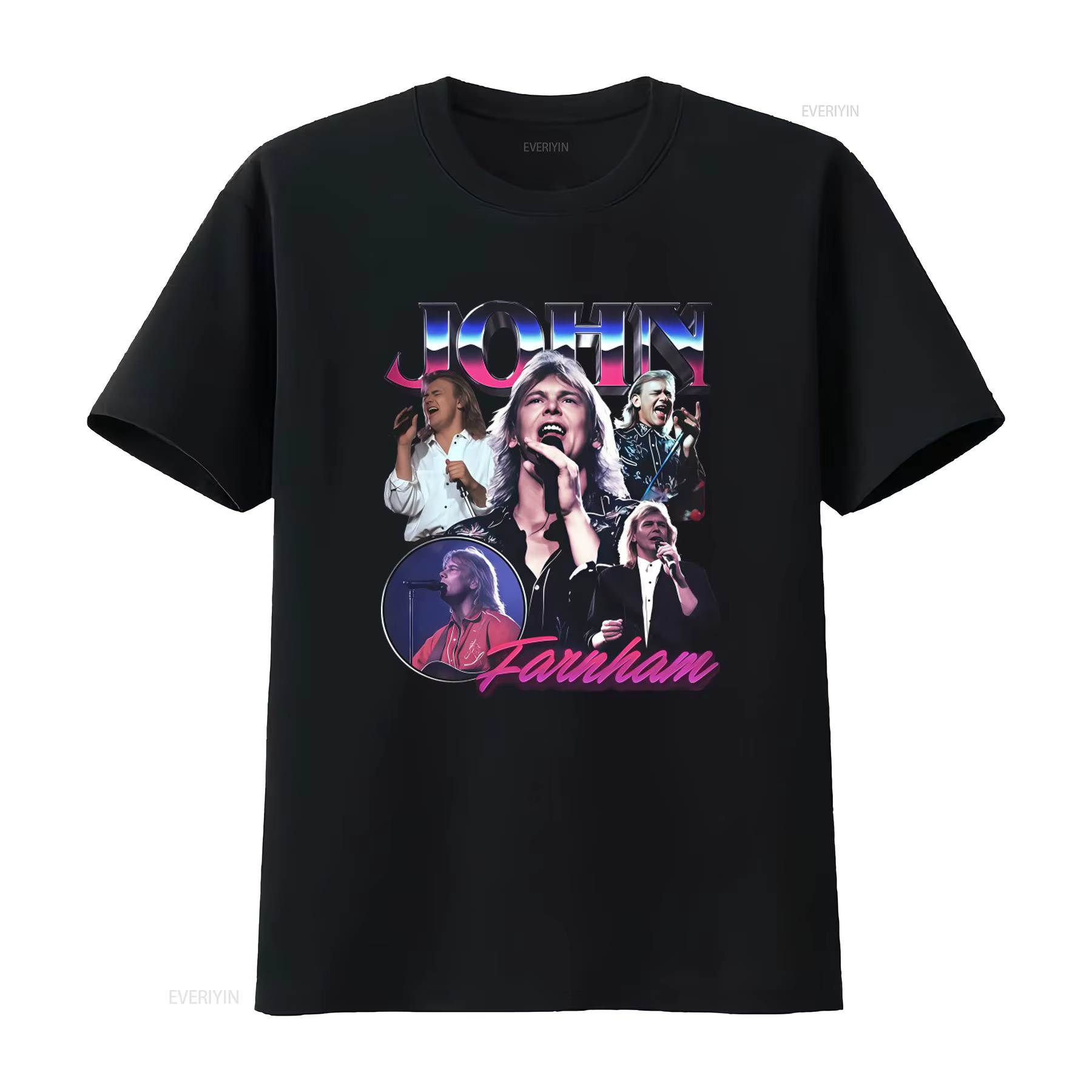 T-shirt style rétro John Farnham Singer Musician, vêtements de créateur polyvalents, lavés, vintage,