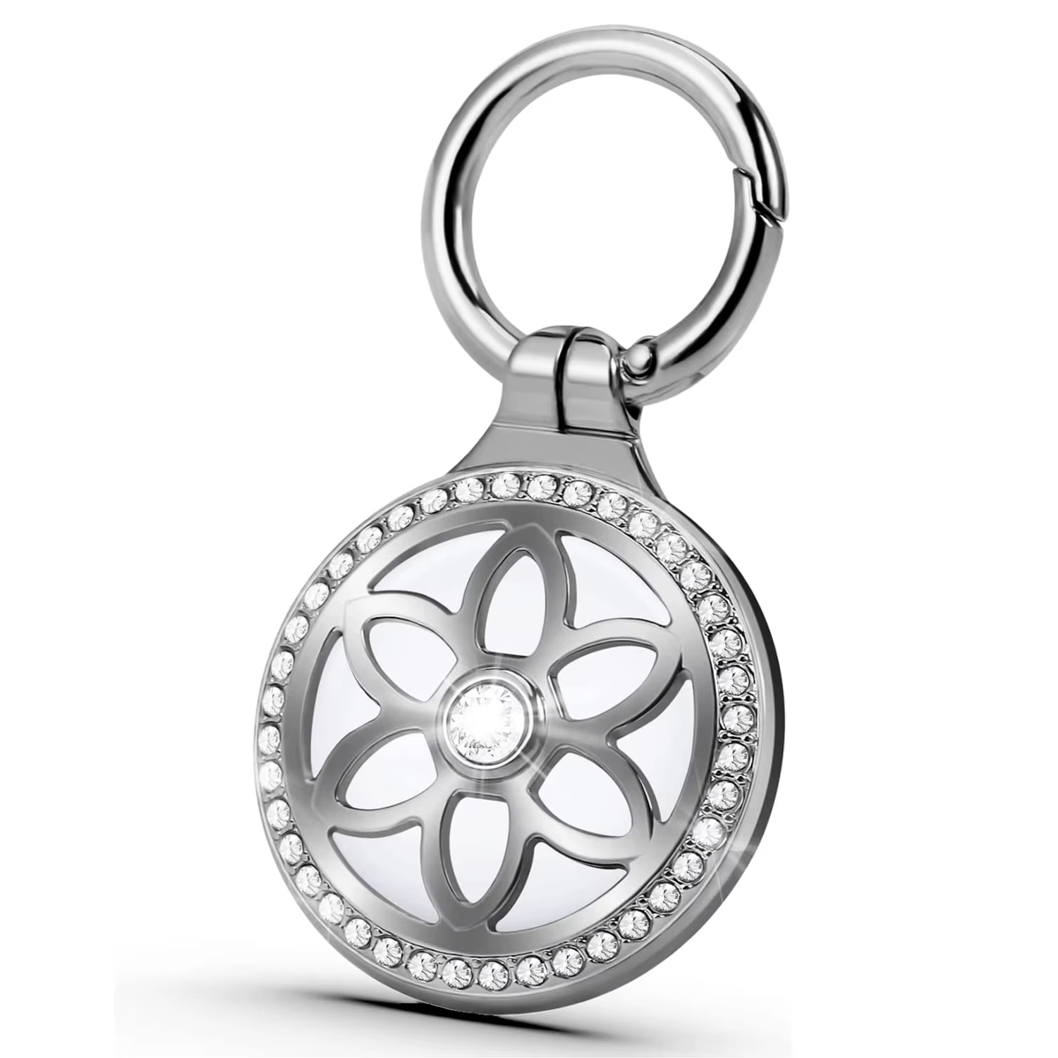 Porte-Airtag, porte-clés Airtag avec badge entièrement en métal incrusté de strass pour Apple Airtag